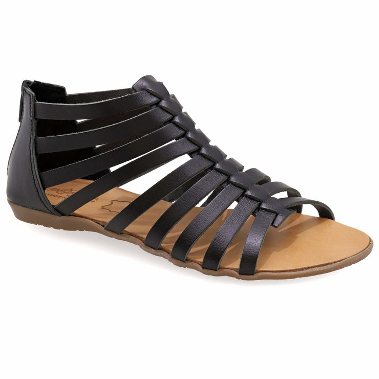 Greek Leather Black Ankle High Gladiator Sandals with zippers "Circe" - EMMANUELA handcrafted for you®