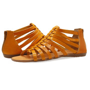 Greek Leather Mustard Ankle High Gladiator Sandals with zippers "Circe" - EMMANUELA handcrafted for you®