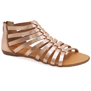 Greek Leather Rose gold Ankle High Gladiator Sandals with zippers "Circe" - EMMANUELA handcrafted for you®