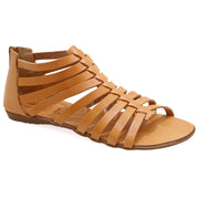 Greek Leather Beige Ankle High Gladiator Sandals with zippers "Circe" - EMMANUELA handcrafted for you®
