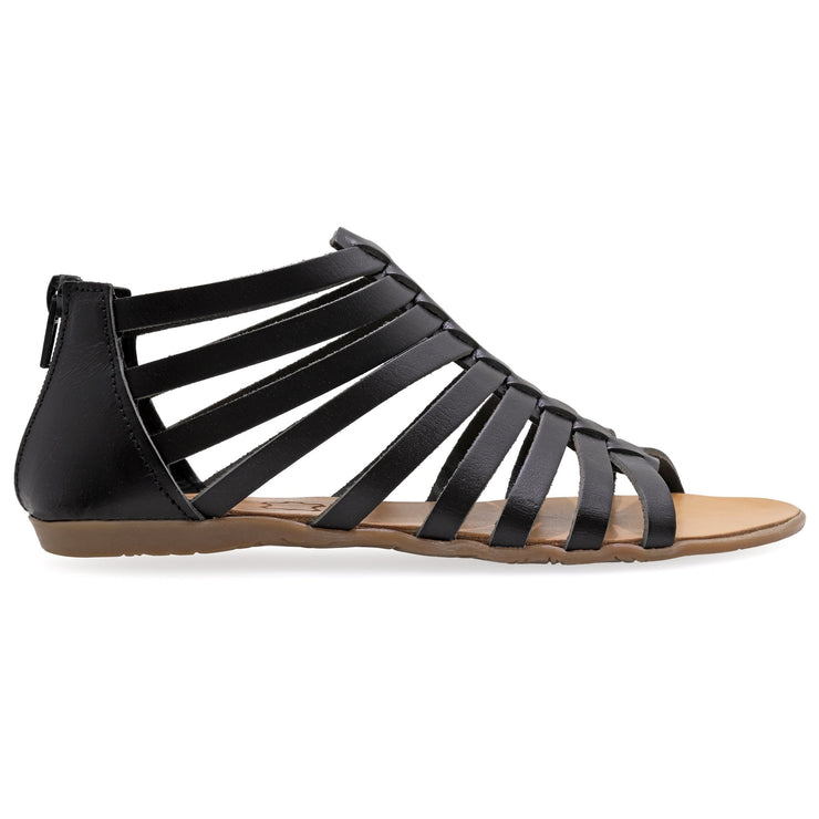 Greek Leather Black Ankle High Gladiator Sandals with zippers "Circe" - EMMANUELA handcrafted for you®