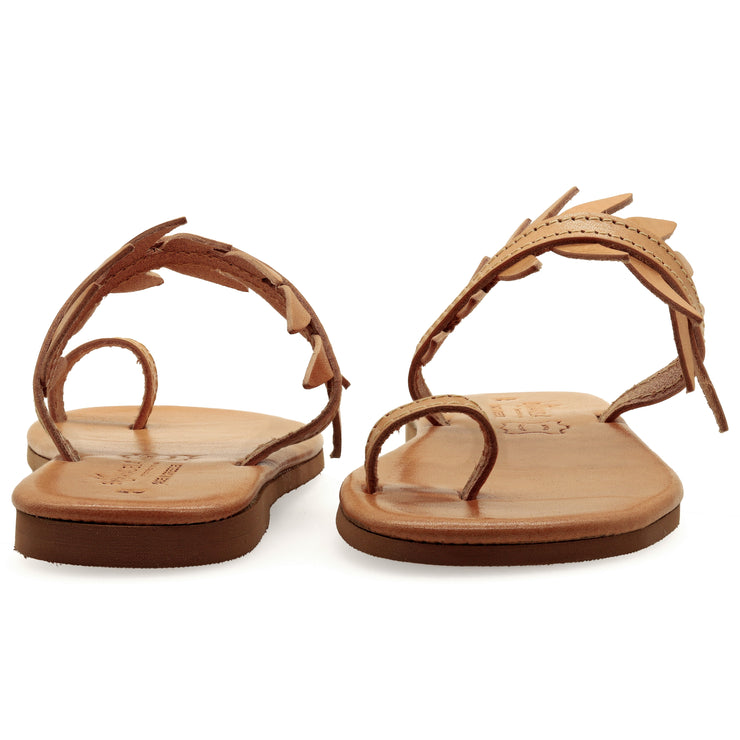 Cushioned Insole Flat Sandals with Olive Leaves &