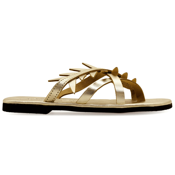 Cushioned Insole Flat Sandals with Olive Leaves &