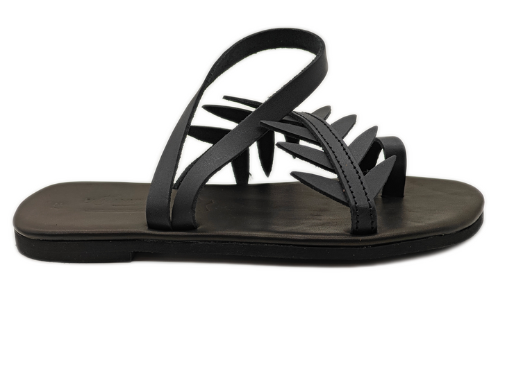 „Thera“ Olivenblatt-Riemchensandalen mit weicher Sohle