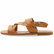 Greek Leather Beige Buckle Strap Gladiator Sandals for Men "Leander" - EMMANUELA handcrafted for you®