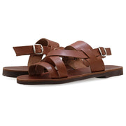 Greek Leather Black Buckle Strap Gladiator Sandals for Men "Leander" - EMMANUELA handcrafted for you®