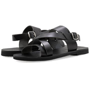 Greek Leather Black Buckle Strap Gladiator Sandals for Men "Leander" - EMMANUELA handcrafted for you®