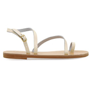 Greek Leather White Buckle Strap Toe Ring Sandals "Athena" - EMMANUELA handcrafted for you®