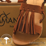 Cushioned Insole Flat Sandals with Olive Leaves ''Thera''