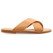 Greek Leather Off-White Slide on Cross Strap Sandals "Skopelos" - EMMANUELA handcrafted for you®
