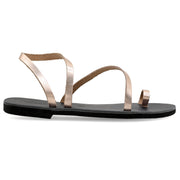Greek Leather Rose gold Slingback Toe Ring Sandals "Lesbos" - EMMANUELA handcrafted for you®