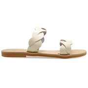 Greek Leather Off-White Slide on Braided Strap Sandals "Amorgos" - EMMANUELA handcrafted for you®
