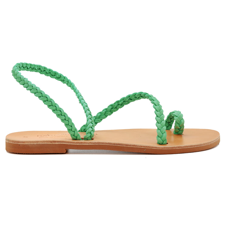 Greek Leather Mint Green Slingback Toe Ring Braided Sandals "Chios" - EMMANUELA handcrafted for you®