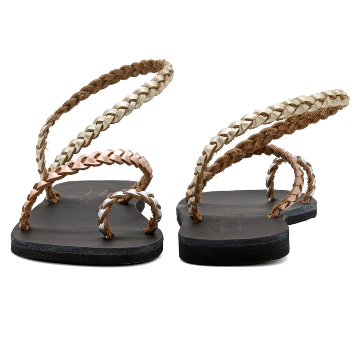 Greek Leather Multicolor Slingback Toe Ring Braided Sandals "Chios" - EMMANUELA handcrafted for you®