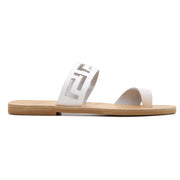 Greek Leather Beige Toe Ring Sandals with Meanders "Antiparos" - EMMANUELA handcrafted for you®