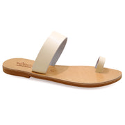 Greek Leather Off White Slide on Toe Ring Sandals "Alonissos" - EMMANUELA handcrafted for you®