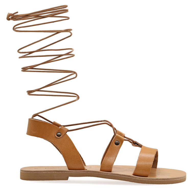 Calf High Tie up Gladiator Sandals "Nyx"