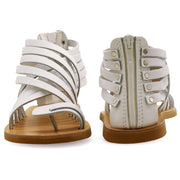 Greek Leather White Ankle High Gladiator Sandals with zippers "Amalthea " - EMMANUELA handcrafted for you®