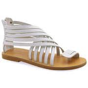 Greek Leather White Ankle High Gladiator Sandals with zippers "Amalthea " - EMMANUELA handcrafted for you®