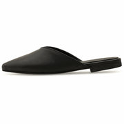 Greek Leather Black Flat Slide on Pointy Mules - EMMANUELA handcrafted for you®