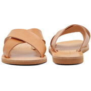 Greek Leather Beige Slide Cross Strap Sandals "Knossos" - EMMANUELA handcrafted for you®