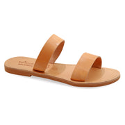 Greek Leather Beige Slide on Strappy Sandals "Milos" - EMMANUELA handcrafted for you®