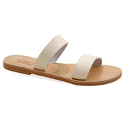 Greek Leather White Slide on Strappy Sandals "Milos" - EMMANUELA handcrafted for you®