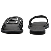 Greek Leather Black Slide on Meander Sandals "Ios" - EMMANUELA handcrafted for you®
