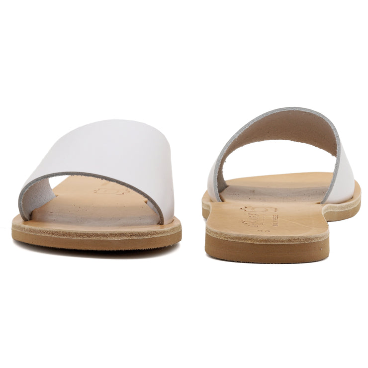 Greek Leather Beige Simple Slide on Sandals "Icaria" - EMMANUELA handcrafted for you®