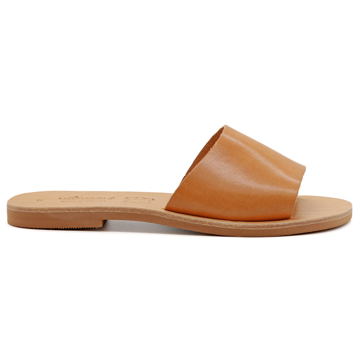 Greek Leather Beige Simple Slide on Sandals "Icaria" - EMMANUELA handcrafted for you®