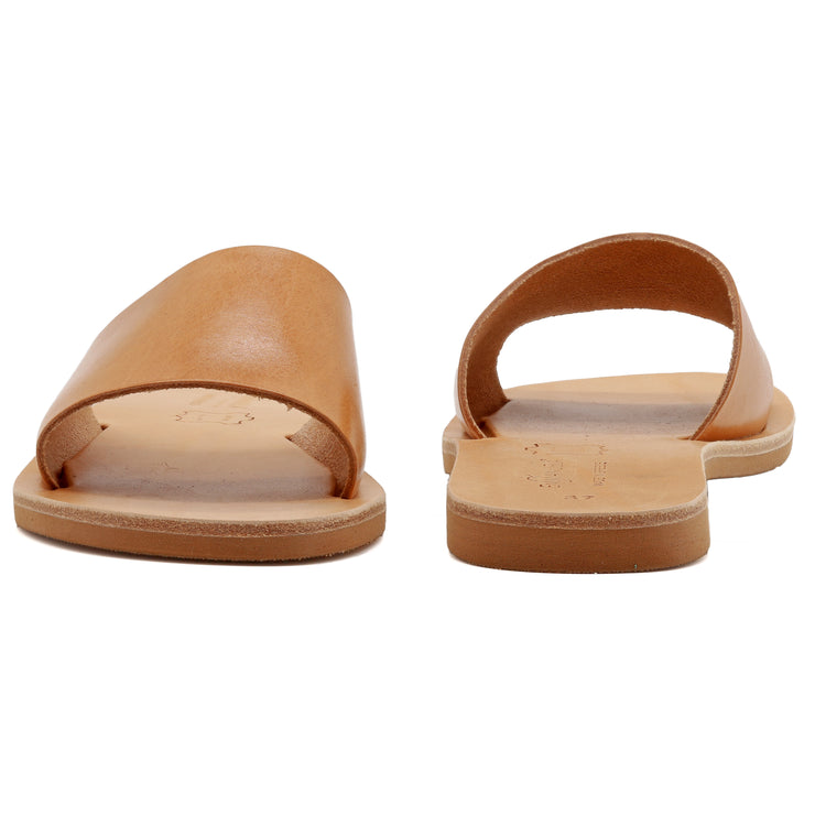 Greek Leather Beige Simple Slide on Sandals "Icaria" - EMMANUELA handcrafted for you®