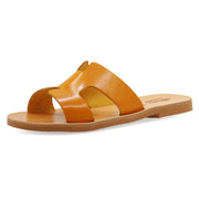 Greek Leather Mustard Slide on H-Band Sandals "Eugene" - EMMANUELA handcrafted for you®