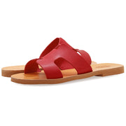 Greek Leather Mustard Slide on H-Band Sandals "Eugene" - EMMANUELA handcrafted for you®