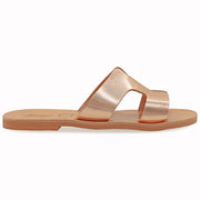 Greek Leather Mustard Slide on H-Band Sandals "Eugene" - EMMANUELA handcrafted for you®