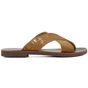 Greek Leather Beige Slide Cross Strap Sandals "Knossos" - EMMANUELA handcrafted for you®