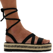Calf High Lace Up Gladiator Sandals "Medussa"