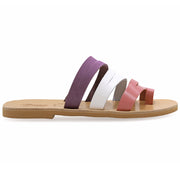 Greek Leather White Pink Purple Slide on Toe Ring Sandals "Mykonos" - EMMANUELA handcrafted for you®