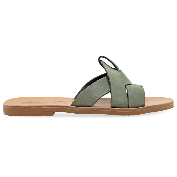 Greek Leather White Slide on Sandals "Rhodes" - EMMANUELA handcrafted for you®