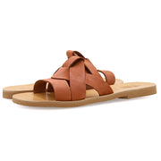 Greek Leather White Slide on Sandals "Rhodes" - EMMANUELA handcrafted for you®