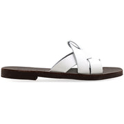 Greek Leather White Slide on Sandals "Rhodes" - EMMANUELA handcrafted for you®