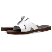 Greek Leather White Slide on Sandals "Rhodes" - EMMANUELA handcrafted for you®