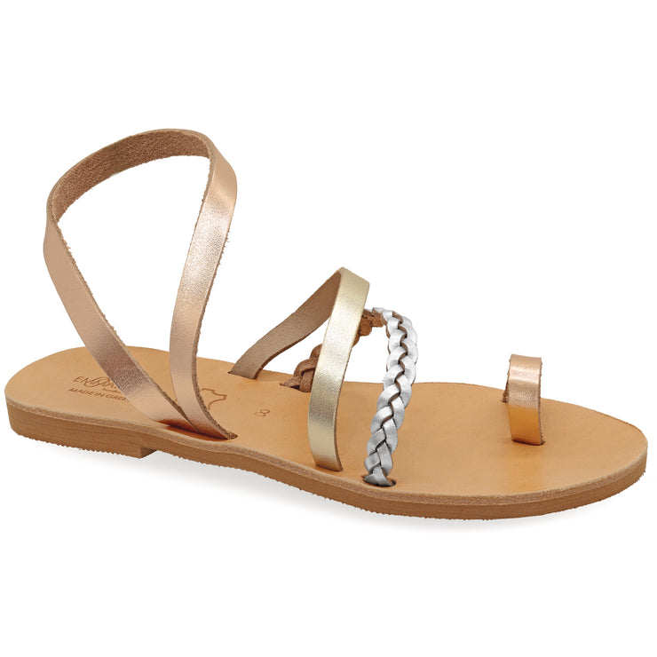 Greek Leather Multicolor Slingback Toe Ring Sandals "Lefkada" - EMMANUELA handcrafted for you®
