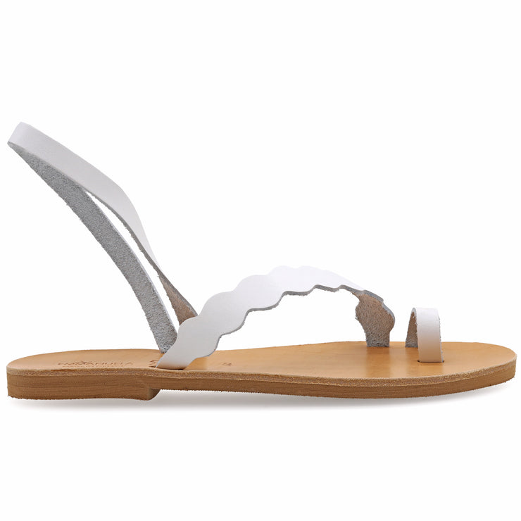 Greek Leather White Slingback Toe Ring Sandals "Corfu" - EMMANUELA handcrafted for you®