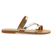 Greek Leather Gold Slide on Meander Sandals "Serifos" - EMMANUELA handcrafted for you®
