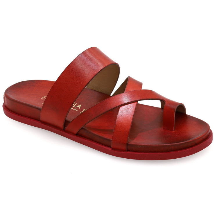 Emmanuela - handcrafted for you® Sandalen mit Zehenring & Fußgewölbestütze "Iris" aus Rot leder