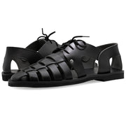 Emmanuela - handcrafted for you® Fischersandalen mit Schnürsenkel für Herren "Bacchus" aus Schwarze leder