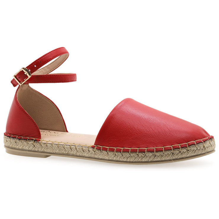 Emmanuela - handcrafted for you® Espadrilles aus Leder mit Schnallenriemen aus Rot leder