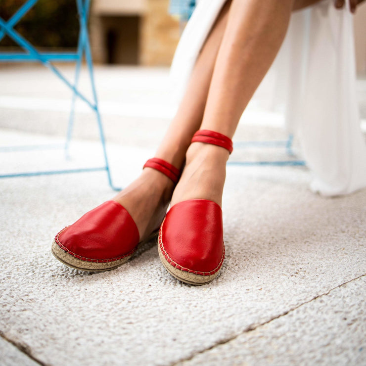 Emmanuela - handcrafted for you® Espadrilles aus Leder mit Schnallenriemen aus Rot leder