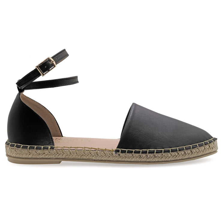 Emmanuela - handcrafted for you® Espadrilles aus Leder mit Schnallenriemen aus Schwarze leder