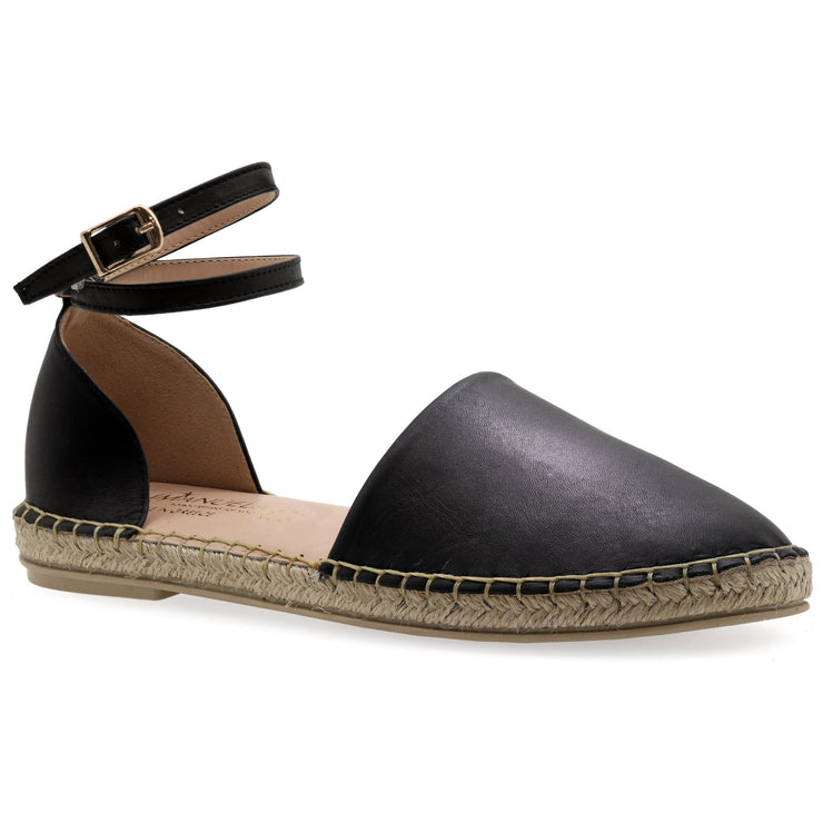 Emmanuela - handcrafted for you® Espadrilles aus Leder mit Schnallenriemen aus Schwarze leder